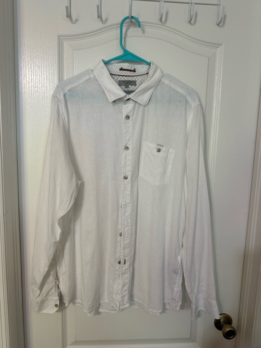 Ted Baker White Linen Casual Button-Down Shirt size 7( xxl)